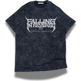 Fuddy Moda Unisex Popular Monster Yazılı Yıkamalı T-Shirt, Oversize Falling In Reverse Temalı Retro Tişört - Siyah - 4XL