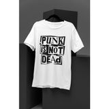 Fuddy Moda Unisex Punk Is Not Dead Yazılı Tişört, Oversize Rock Metal Baskılı T-Shirt - 4XL - Beyaz