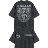 Fuddy Moda Unisex Scorpions Sırt Baskılı Yıkamalı Tişört, Oversize Rock Band Temalı Retro Tshirt - Siyah