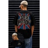 Fuddy Moda Unisex Sex Pistols Sırt Baskılı Bisiklet Yaka Tişört, Oversize Rock Band Temalı Tshirt - Siyah - 2XL