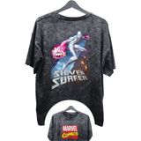 Fuddy Moda Unisex Silver Surfer Baskılı Yıkamalı Tişört, Oversize Marvel Comics Baskılı Retro T-Shirt - 3XL - Siyah