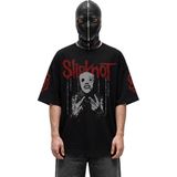 Fuddy Moda Unisex Slipknot Ikonik Maske Kol Baskılı Tişört, Oversize Rock Band Temalı Tshirt - 2XL - Siyah