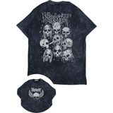 Fuddy Moda Unisex Slipknot Sırt Baskılı Yıkamalı Tişört, Oversize Rock-Metal Baskılı Eskitme T-Shirt - 2XL - Siyah