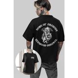 Fuddy Moda Unisex Sons Of Anarchy Sırt Baskılı Tişört, Oversize Soa Dizi Temalı T-Shirt - 2XL - Siyah
