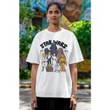 Fuddy Moda Unisex Star Wars Est 1977 Baskılı T-Shirt, Oversize Yıldız Savaşları Baskılı Tişört - Beyaz