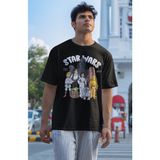 Fuddy Moda Unisex Star Wars Est 1977 Baskılı T-Shirt, Oversize Yıldız Savaşları Baskılı Tişört - XL - Siyah
