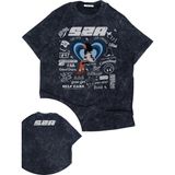 Fuddy Moda Unisex Sza Ense Baskılı Yıkamalı T-Shirt, Oversize Sza Temalı Bisiklet Yaka Retro Tişört - Siyah