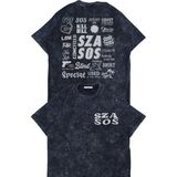 Fuddy Moda Unisex Sza Sos Albüm Sırt Baskılı Yıkamalı T-Shirt, Oversize Sza Temalı Retro Tişört - Siyah - 4XL