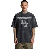 Fuddy Moda Unisex The Neighbourhood Baskılı Yıkamalı Tişört, Oversize Rock Band Temalı Retro Tshirt - Siyah - 2XL