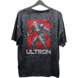 Fuddy Moda Unisex Ultron Baskılı Yıkamalı Tişört, Oversize Marvel Comics Baskılı Retro T-Shirt - 3XL - Siyah