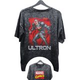 Fuddy Moda Unisex Ultron Baskılı Yıkamalı Tişört, Oversize Marvel Comics Baskılı Retro T-Shirt - XS - Siyah