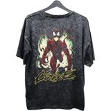 Fuddy Moda Unisex V2 Carnage Baskılı Yıkamalı Tişört, Oversize Marvel Comics Baskılı Retro T-Shirt - 3XL - Siyah