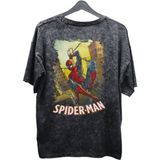 Fuddy Moda Unisex V2 Spider-Man Baskılı Yıkamalı Tişört, Oversize Marvel Comics Baskılı Vintage T-Shirt - 4XL - Siyah