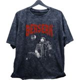 Fuddy Moda Unisex Yazılı Anime Berserk Baskılı Yıkamalı T-Shirt, Oversize Anime Baskılı Eskitme Tişört - XS - Siyah