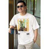 Fuddy Moda Unisex Yoda Baskılı Tişört, Oversize Star Wars Temalı T-Shirt - Beyaz - XS