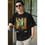 Fuddy Moda Unisex Yoda Baskılı Tişört, Oversize Star Wars Temalı T-Shirt - Siyah - 3XL
