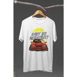 Fuddy Moda Why So Negative? Bmw E36 M3 Baskılı T-Shirt, Araba Yarış Temalı Baskılı Tişört - Beyaz - 4XL