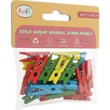 Fufi Ahşap Mandal (25 Mm) Naturel - Renkli