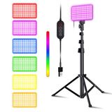 Fugetek 52 inç RGB LED Fotoğraf Video Işığı, 77 RGB Boncuklar, Tüm Alüminyum Tripod, Benzersiz Işık Modları, Sıralı Konsol, USB Güçlü, Taşınabilir, Ayarlanabilir, 14 Renk, Oyun Akışı, YouTube