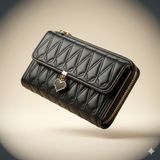 Fugo Concept Fugoconcept Siyah Kapitone Kadın Cüzdan Çanta – Askılı Mini Omuz Çantası, Fermuarlı Kartlıklı Şık Tasarım - .