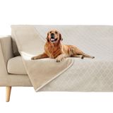 fuguitex Su Geçirmez Köpek Battaniyesi Yatak Örtüsü Köpek Kristal Kadife Fas Bulanık Rahat Peluş Evcil Hayvan Battaniyesi Kanepe Kanepe için Battaniye (101,6 x 152,4 cm, Krem+Bej)