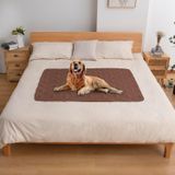 fuguitex Su geçirmez Köpek Yatak Örtüsü Evcil Hayvan Mobilyaları Yatak Kanepe Kanepe için Köpek Battaniyesi Ters Çevrilebilir Keten Doku (101 cm x 127 cm, Kahverengi + Kahverengi)