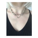 Fugusugu Kalp Ve Dikenli Tel Gotik Tasma Kolye Choker