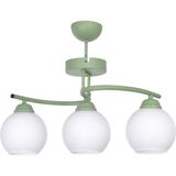 Fuji Modern Tasarım Antre Hol Mutfak Salon Çocuk Odası Yeşil Renk Beyaz Camlı 3 Lü Avize - Yeşil - Beyaz