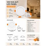 Fuji Sıva Altı Yuvarlak LED Panel Armatür-Spot | 3W-27W | 3200K Gün IŞIĞI-6500K Beyaz - 12W