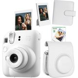 Fujifilm Instax Mini 12 Beyaz Fotoğraf Makinesi + 10'lu Film Çerçeve Kare Albüm ve Deri Kılıf Seti - Standart