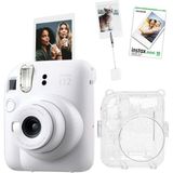 Fujifilm Instax Mini 12 Beyaz Fotoğraf Makinesi + 10'lu Film Kıskaçlı Resim Standı ve Simli Pleksi Kılıf Seti - Standart