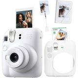 Fujifilm Instax Mini 12 Beyaz Fotoğraf Makinesi + 10'lu Film Kıskaçlı Stand Mini Albüm ve Silikon Kılıf Seti - Standart