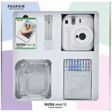 Fujifilm Instax Mini 12 Beyaz Fotoğraf Makinesi + 10'lu Film Simli Pleksi Kılıf Mandal ve Kıskaçlı Resim Standı - Standart
