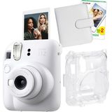 Fujifilm Instax Mini 12 Beyaz Fotoğraf Makinesi + 20'li Film Kare Albüm ve Şeffaf Kılıf Seti - Standart
