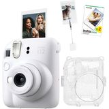 Fujifilm Instax Mini 12 Beyaz Fotoğraf Makinesi +20'li Film Kıskaçlı Resim Standı ve Simli Pleksi Kılıf Seti - Standart