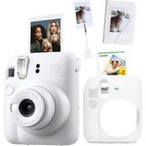 Fujifilm Instax Mini 12 Beyaz Fotoğraf Makinesi + 20'li Film Kıskaçlı Stand Mini Albüm ve Silikon Kılıf Seti - Standart