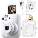 Fujifilm Instax Mini 12 Beyaz Fotoğraf Makinesi + 20'li Film Kıskaçlı Stand Pvc Albüm ve Simli Pleksi Kılıf Seti - Standart