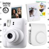 Fujifilm Instax Mini 12 Beyaz Fotoğraf Makinesi 20'li Film Mini Albüm ve Deri Kılıf Seti