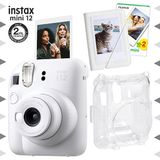 Fujifilm Instax Mini 12 Beyaz Şipşak Fotoğraf Makinesi - 20'li Film - Mini Albüm Ve Şeffaf Kılıf Seti