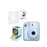 Fujifilm Instax Mini 12 Fotoğraf Makinesi + 10'lu Film Şeffaf Kılıf Ve Divoom Ditoo Pro Bluetooth Hoparlör Set - Mavi