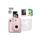Fujifilm Instax Mini 12 Fotoğraf MAKINESI-20LI Film-Şeffaf Pleksi Kılıf ve Fotoğraf Çerçevesi Seti 1 - Pembe