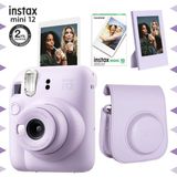 Fujifilm Instax mini 12 Lila Fotoğraf Makinesi-10'lu Film-Çerçeve ve Deri Kılıf Seti