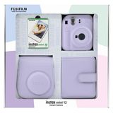 Fujifilm Instax mini 12 Lila Fotoğraf Makinesi 10'lu Film Kare Albüm ve Deri Kılıf Bundle Box