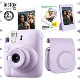 Fujifilm Instax mini 12 Lila Fotoğraf Makinesi-20'li Film-Çerçeve ve Deri Kılıf Seti