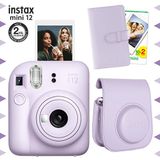 Fujifilm Instax Mini 12 Lila Fotoğraf Makinesi-20'li Film-Laporta Albüm ve Deri Kılıf Seti