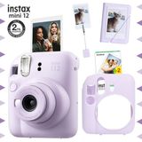 Fujifilm Instax Mini 12 Lila Fotoğraf Makinesi 20'li Film ve Mini Albüm Seti ile Kıskaçlı Stand
