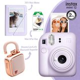 Fujifilm Instax Mini 12 Lila Fotoğraf Makinesi 28'li Albüm 10'lu Film ve Divoom Lovelock Bluetooth Hoparlör Seti