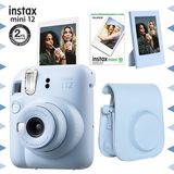 Fujifilm Instax mini 12 Mavi Fotoğraf Makinesi-10'lu Film-Çerçeve ve Deri Kılıf Seti