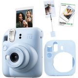 Fujifilm Instax Mini 12 Mavi Fotoğraf Makinesi + 10'lu Film Kıskaçlı Resim Standı ve Silikon Kılıf Seti - Standart