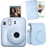 Fujifilm Instax Mini 12 Mavi Fotoğraf Makinesi + 10'lu Film Laporta Albüm ve Deri Kılıf Seti - Standart